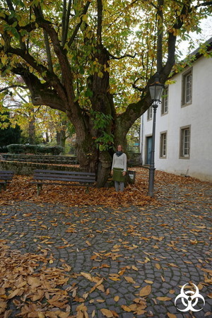 Die Fotosession fand im Innenhof der Stadteilbibliothek Endenich statt, die ist in einer Burg untergebracht.